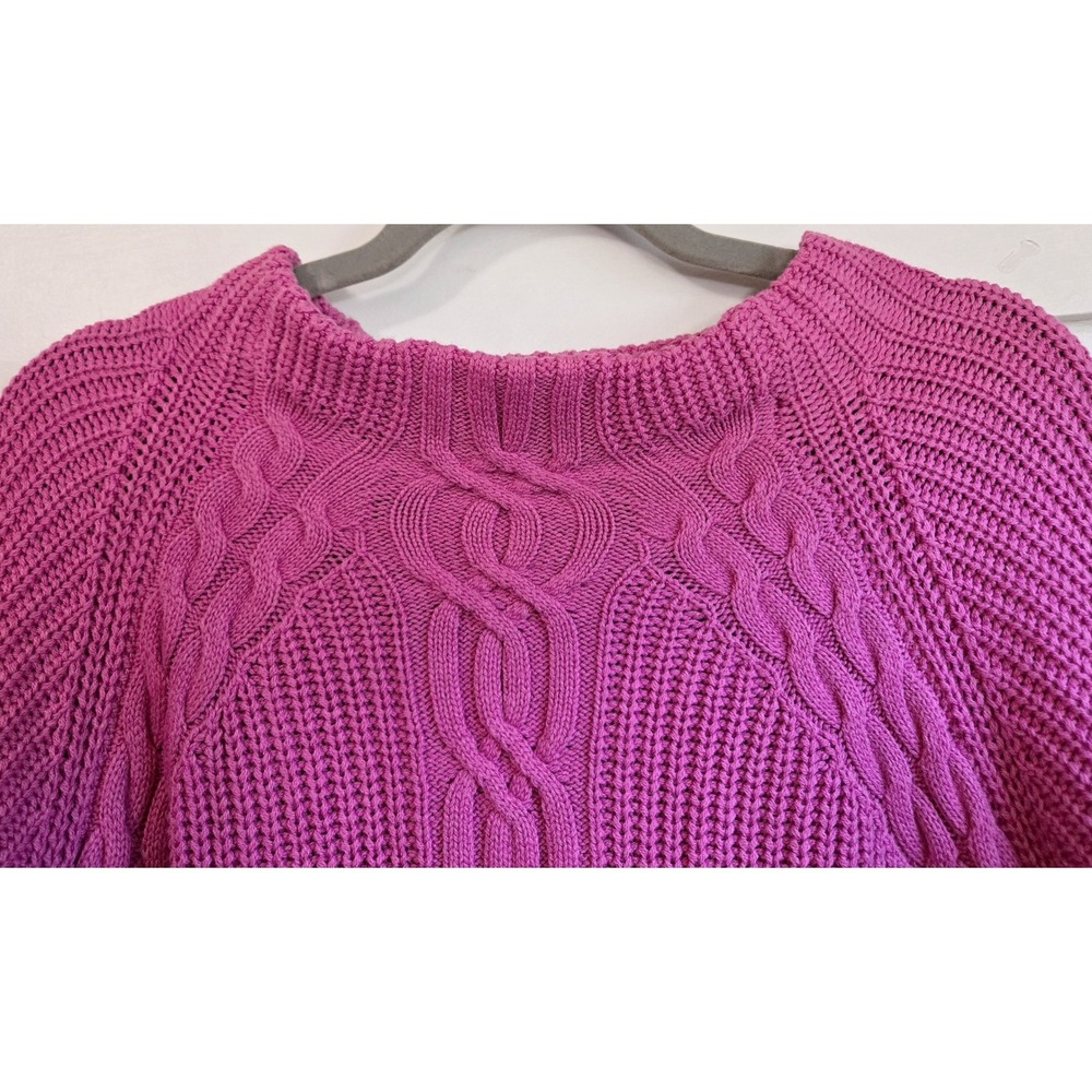 St Johns Bay NWT Fishermans Womens XXL Party Pink Cable Knit Button Side Sweater - Picture 2 of 11